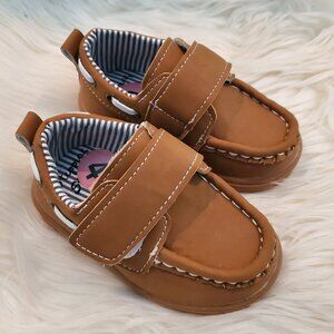 Stepping Stones Tan Baby Boy Boat Shoes SZ 4